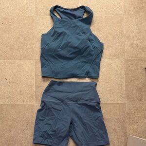 Lululemon blue tank and shorts set